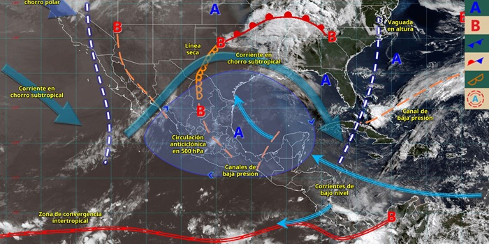 Prevalece la onda de calor en 24 estados de la República Mexicana. Se pronostican lluvias fuertes en zonas de NL, SLP, Guanajuato, Querétaro, Hidalgo Puebla, Morelos y Chiapas